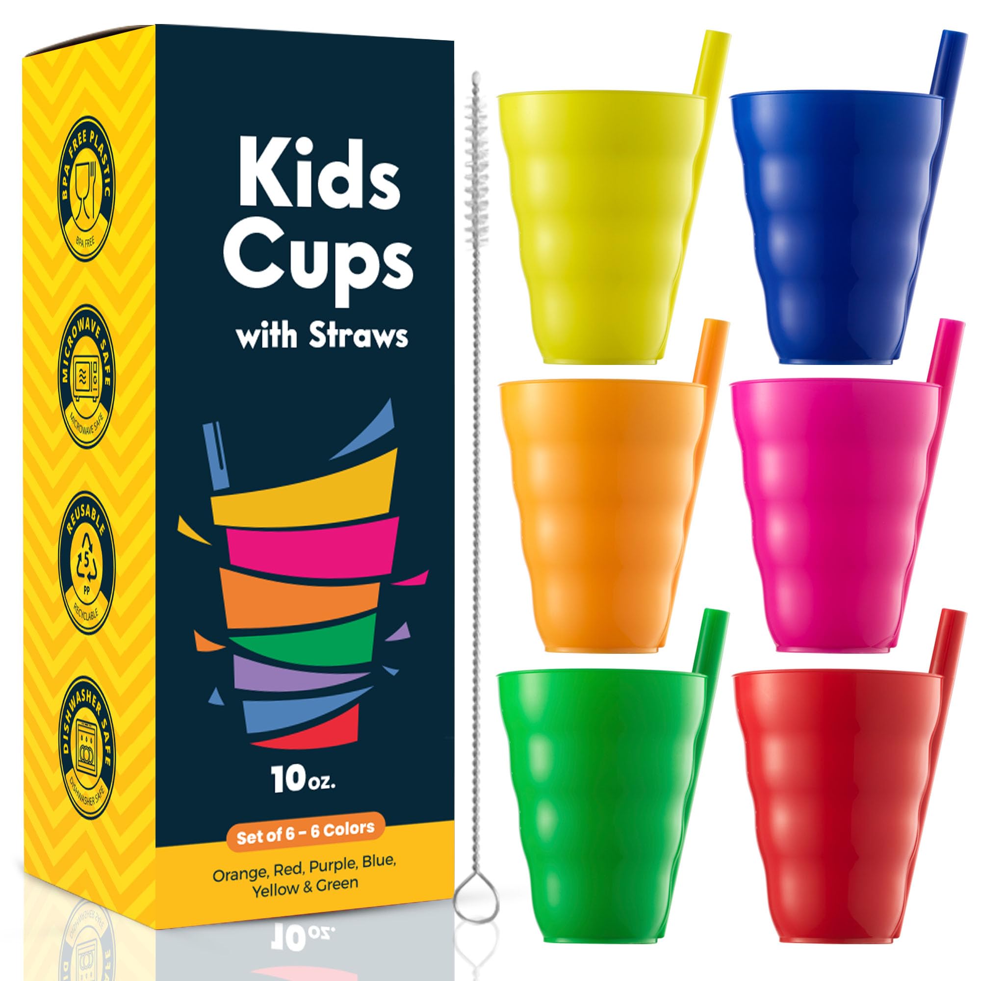 JoyServe Kids Cups 6-pack 10oz demonstrates durable, BPA-free cups for kids.