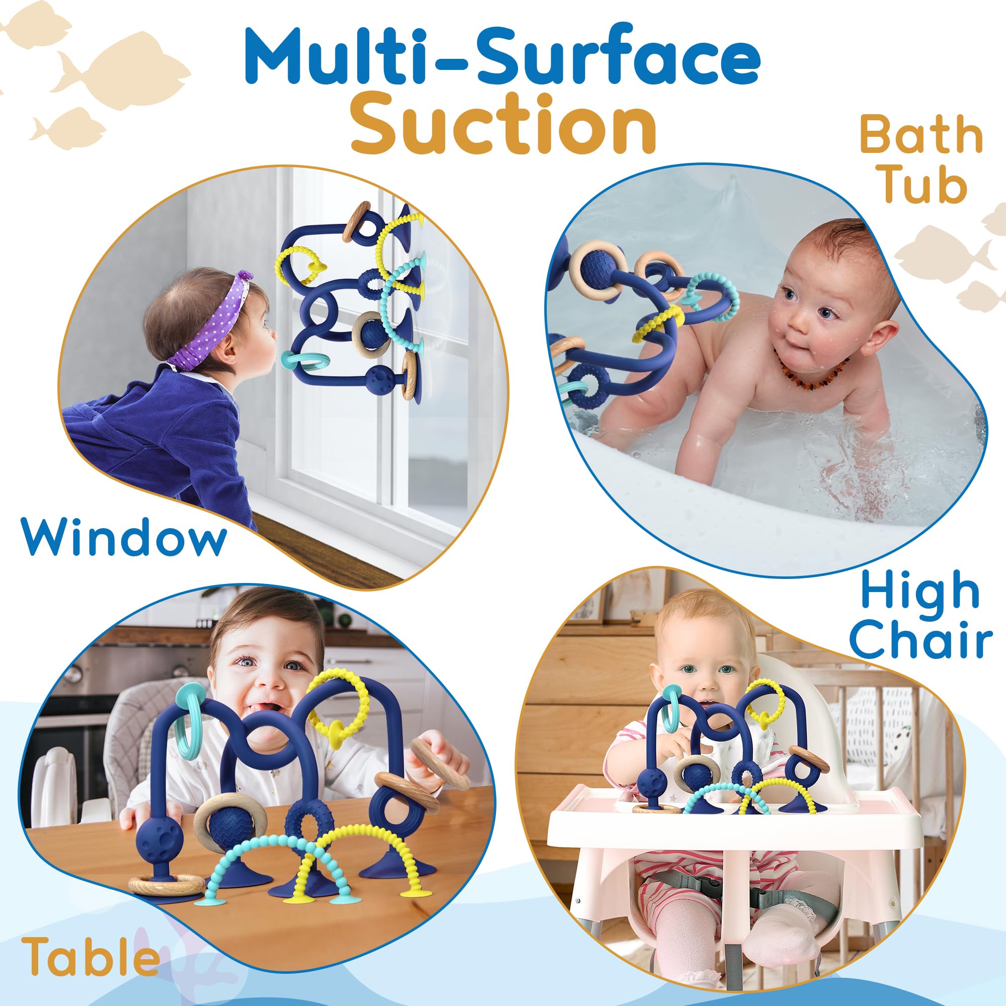 JoySprout Jumble Jangle Montessori-inspired suction base boosts sensory learning on any flat surface.