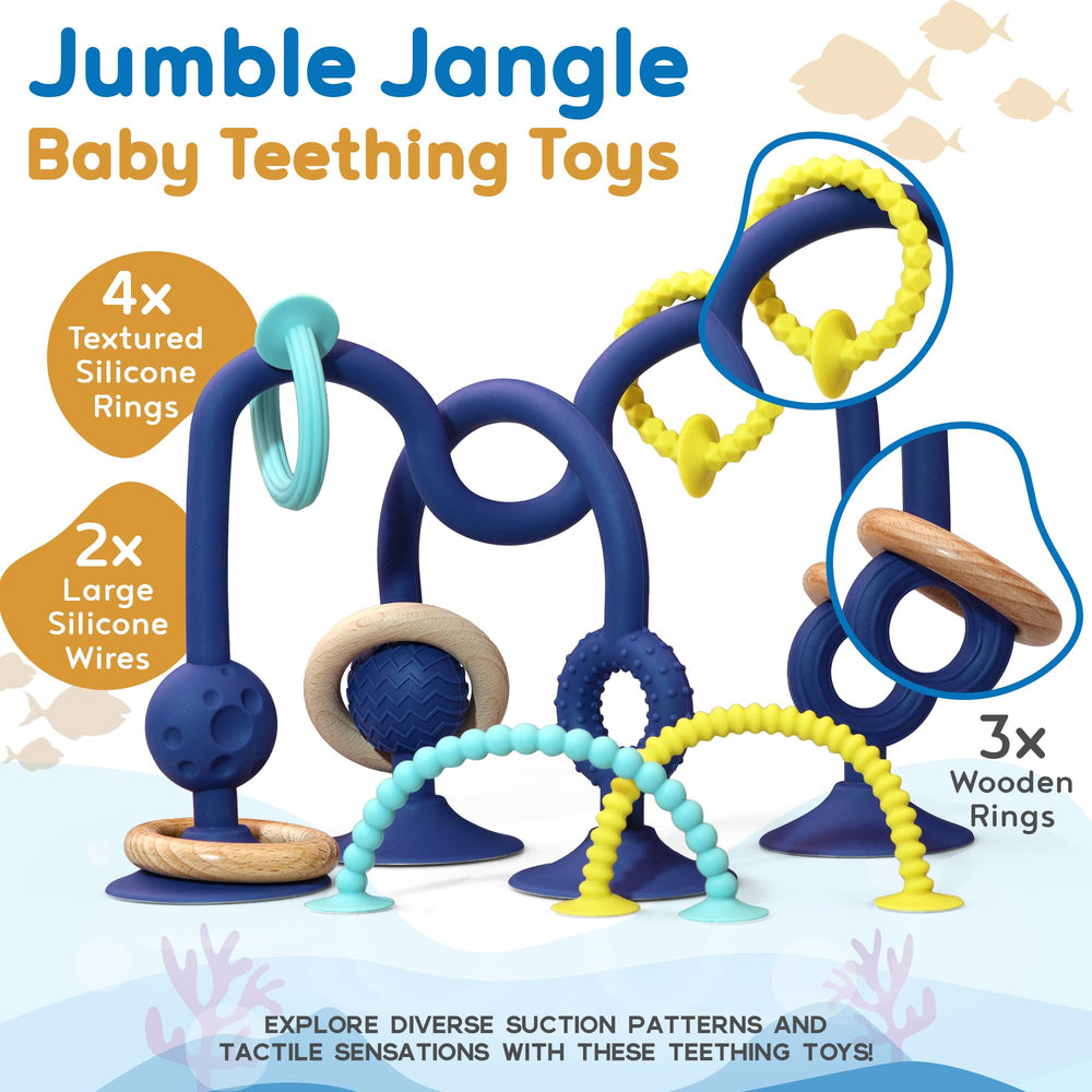JoySprout Jumble Jangle table suction keeps the toy in place during on-table play.