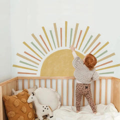 JoyuHome watercolor boho sun wall decal sheet with 28 pieces brightens nurseries.