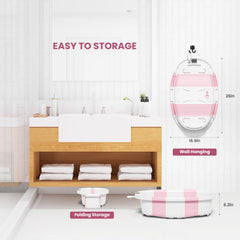 JoyYum bath cushion with four safety belts stabilizes baby during bath.