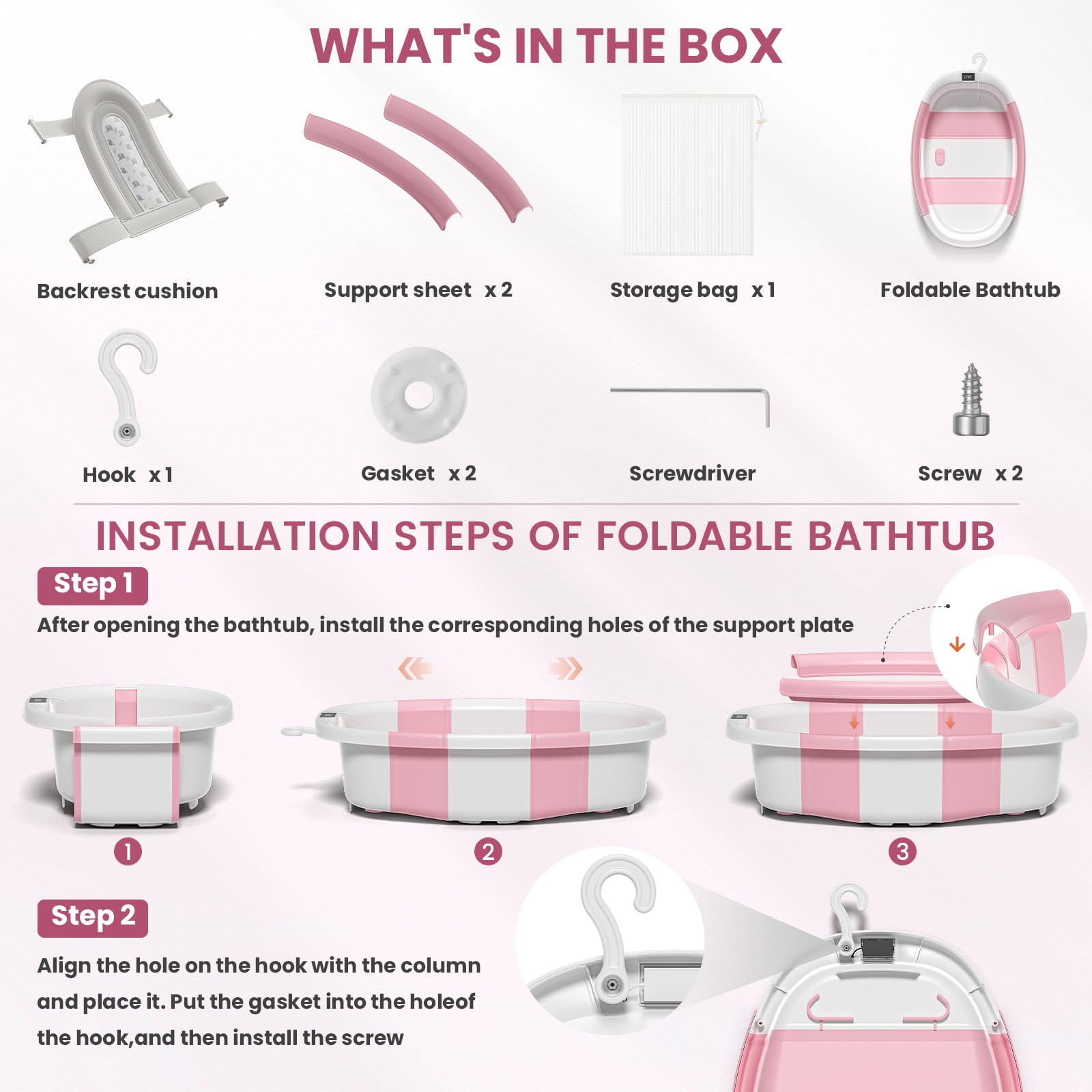 JoyYum easy-drain plug facilitates quick drainage without lifting tub.