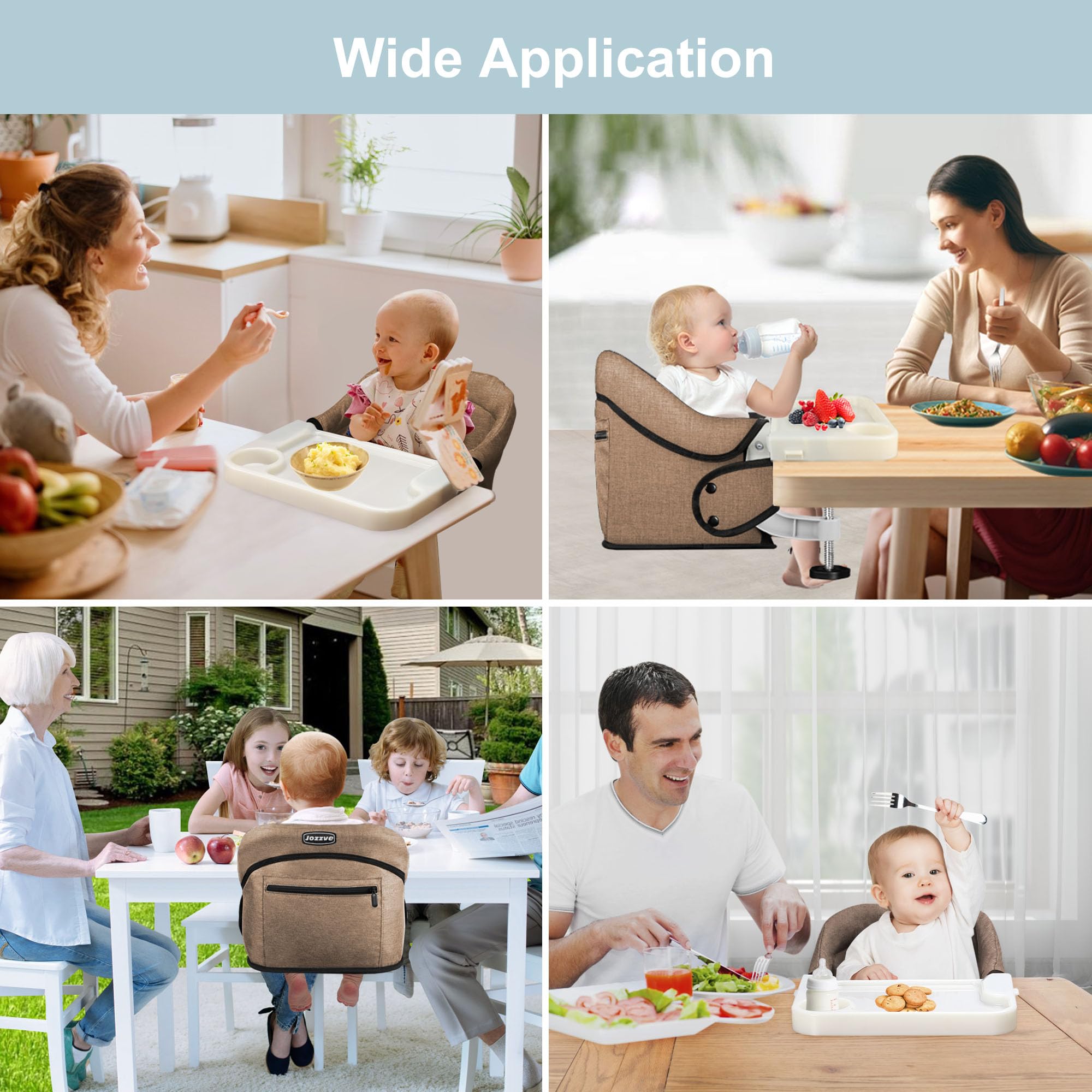 JOZZVE clip-on high chair easy-clean cover makes quick cleanup after meals