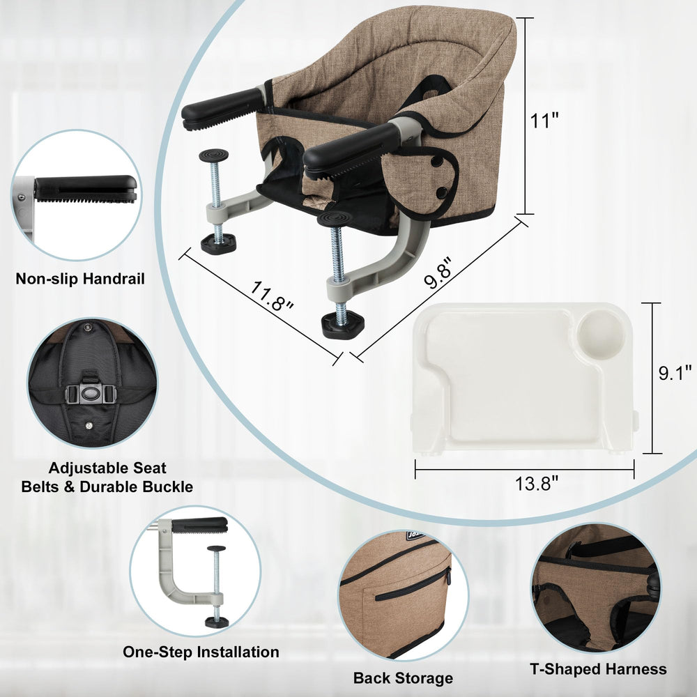 JOZZVE clip-on high chair table attachment supports versatile table use
