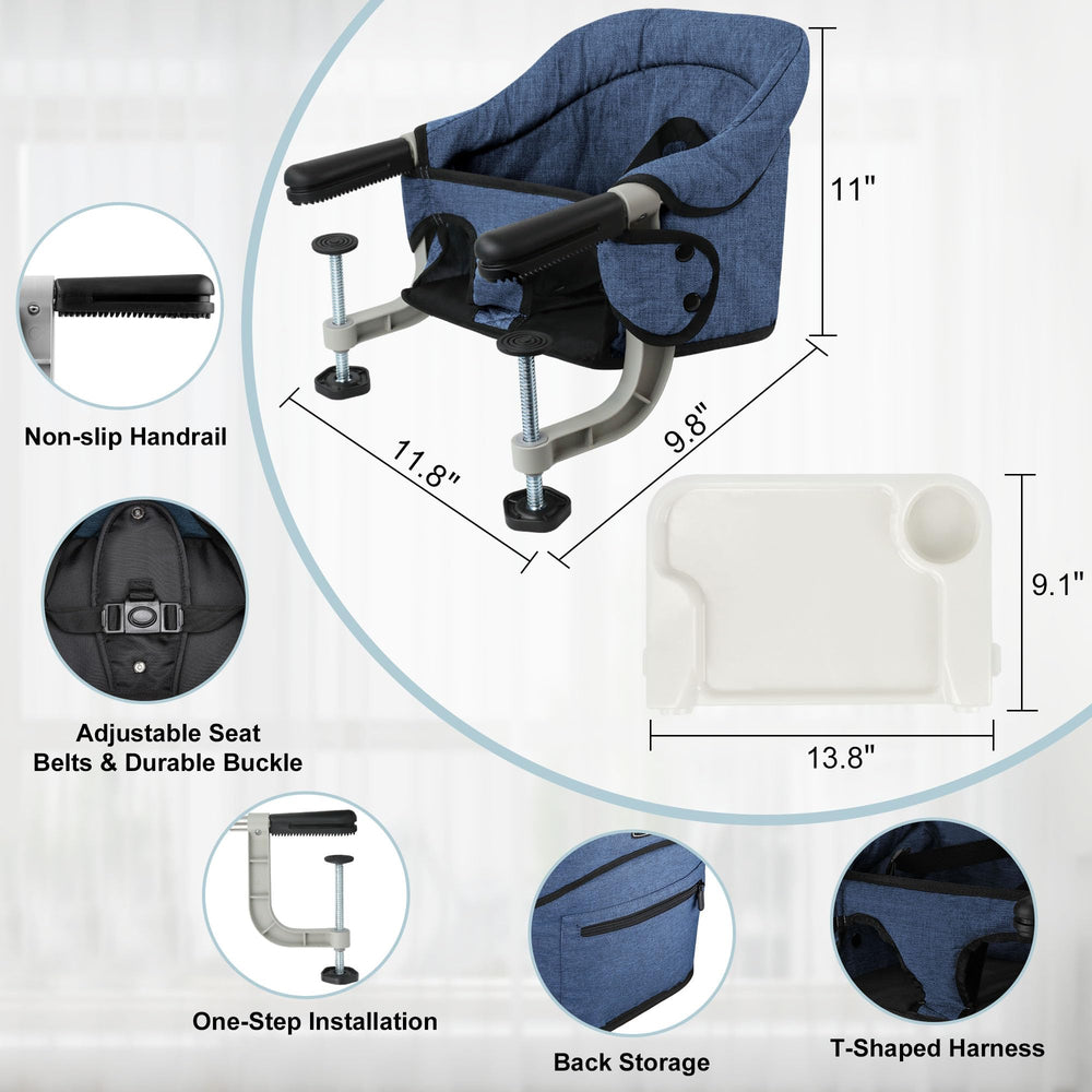 JOZZVE Hook On High Chair anti-slip clamp securing to tabletop.