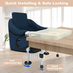 JOZZVE Hook On High Chair anti-slip clamp secures safely without table damage in busy spaces.