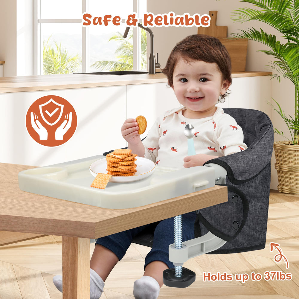 JOZZVE Hook On High Chair 20-second assembly for busy parents.