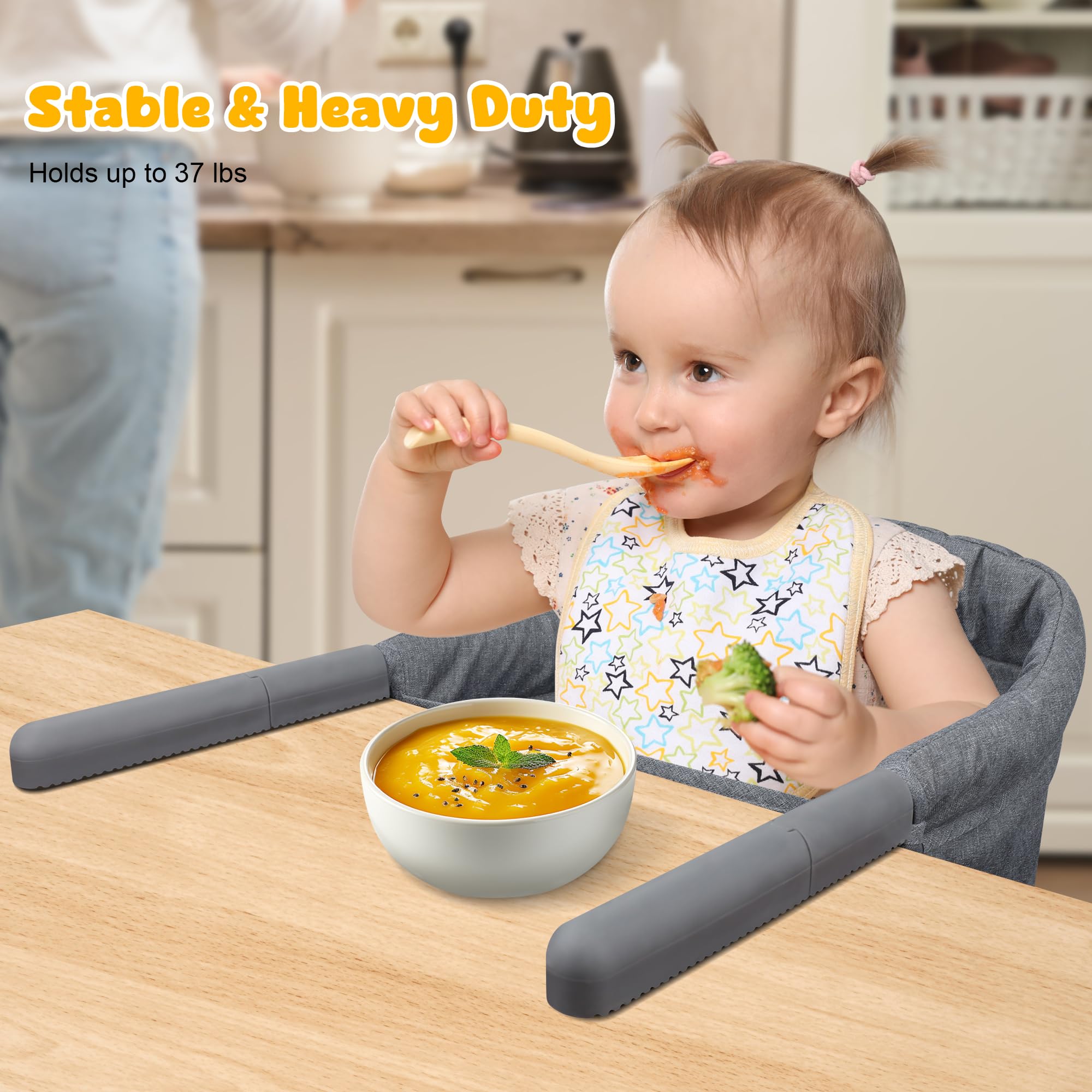 JOZZVE Hook On High Chair foldable-portable design travels easily when dining out.