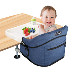 JOZZVE Hook On High Chair in use on table, providing quick, secure baby seating at meals.