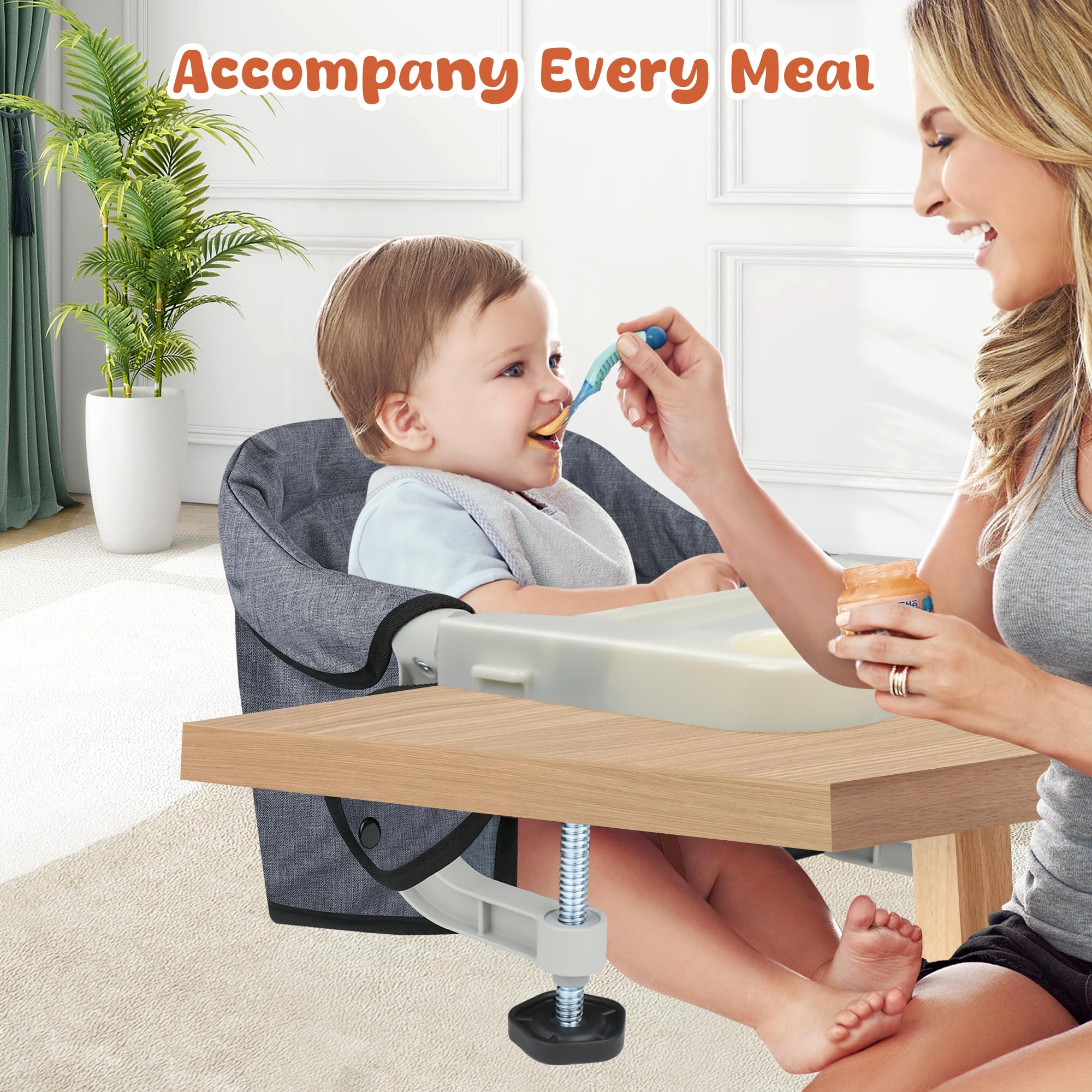 JOZZVE Hook On High Chair installs in seconds without tools.