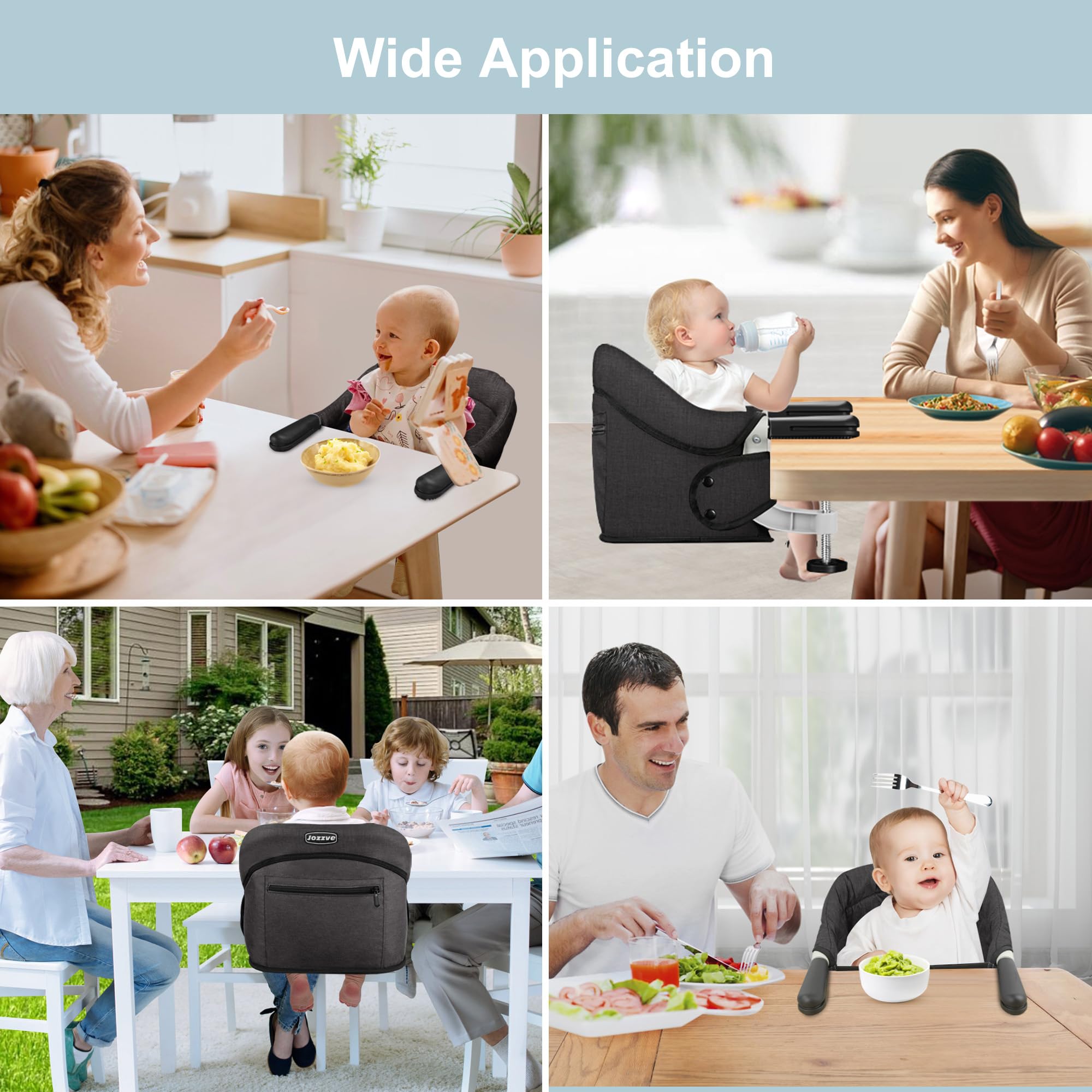 JOZZVE Hook On High Chair removable-cover enables easy cleaning after meals.