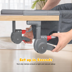 JOZZVE Hook On High Chair removable-seat allows quick cleanup after meals.