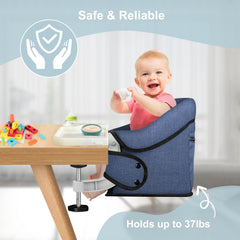 JOZZVE Hook On High Chair travel-ready setup showing compact storage.