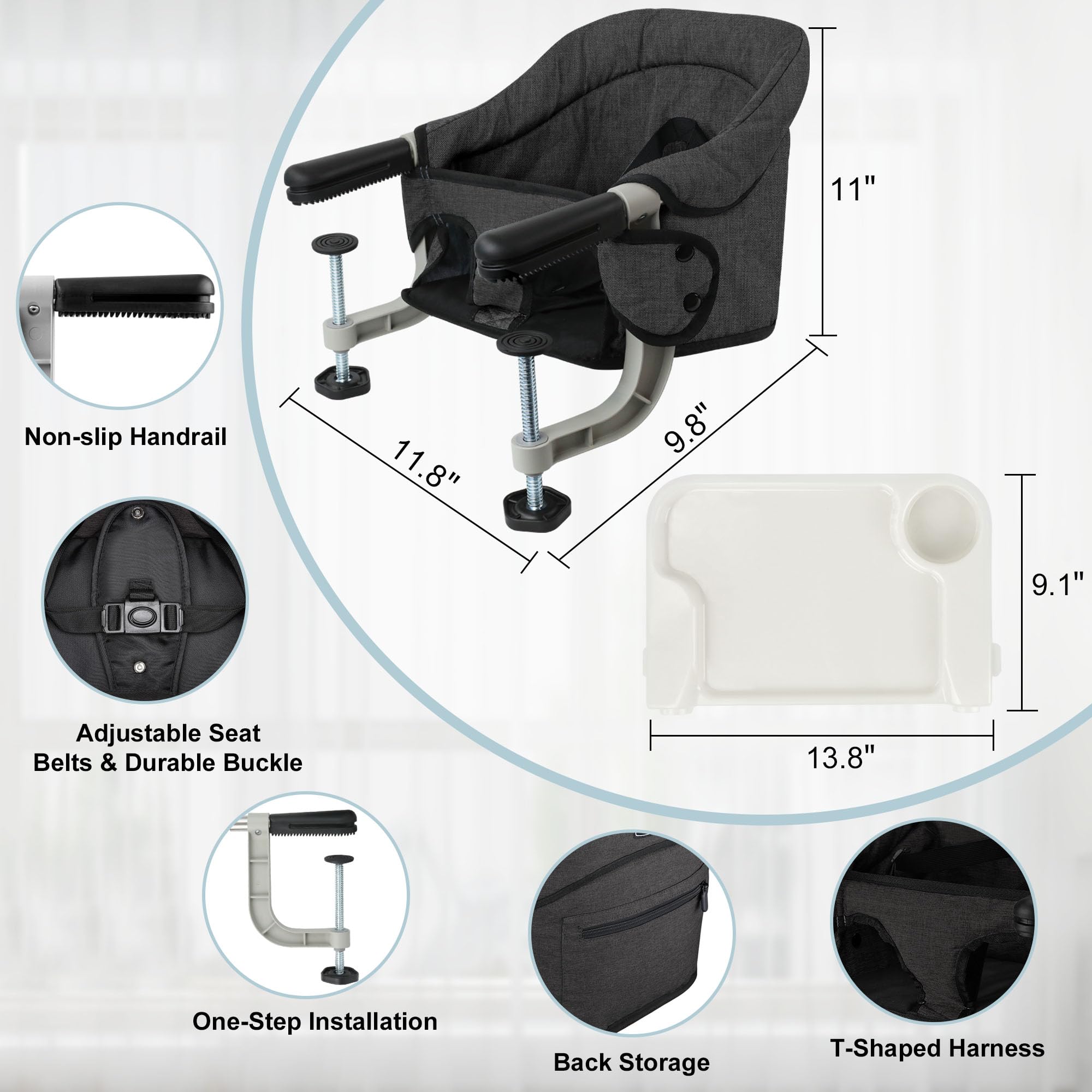 JOZZVE table-clip compatibility showcases stability on various surfaces.