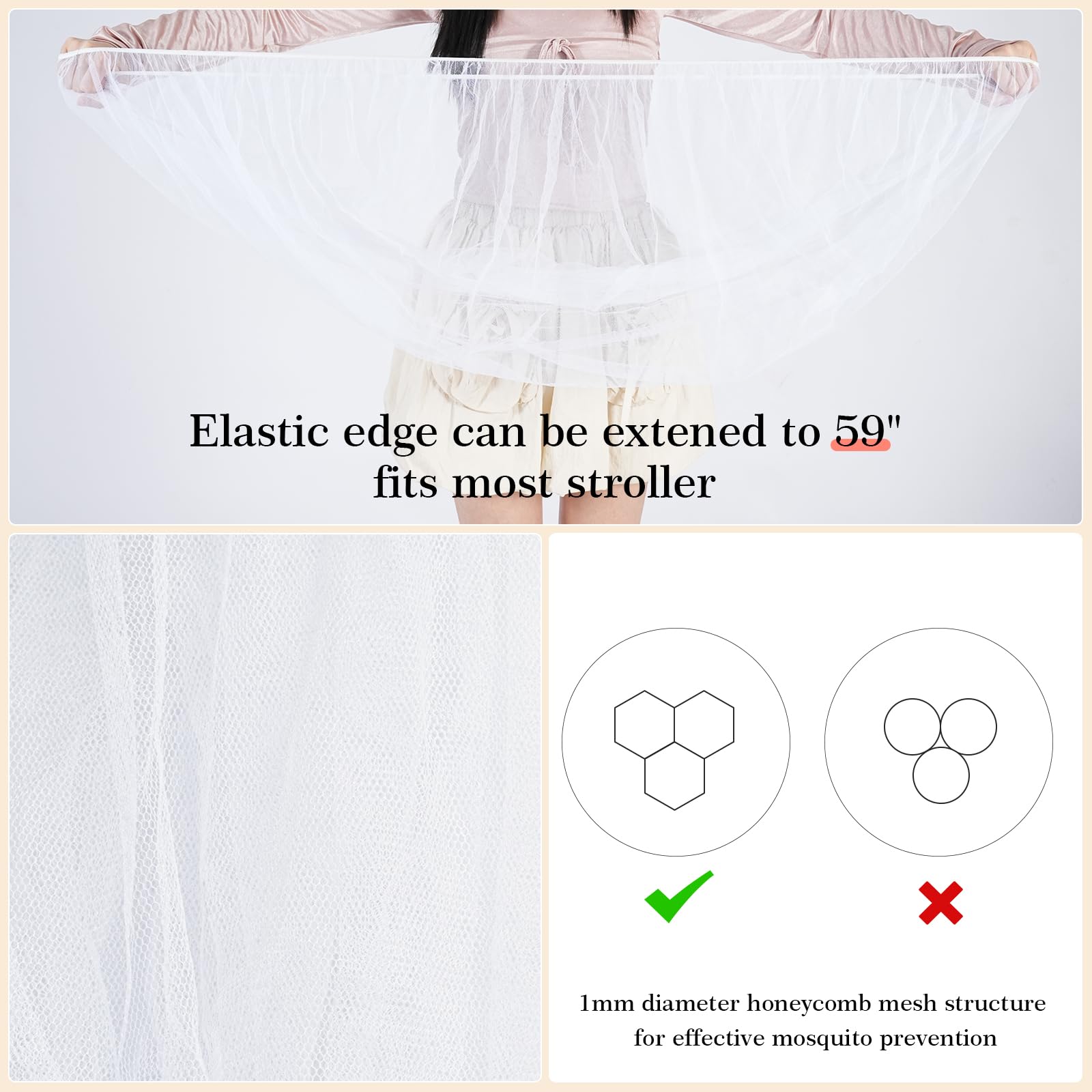 JQCOVEI bassinet mosquito net offers breathable, roomy fit keeping insects out.