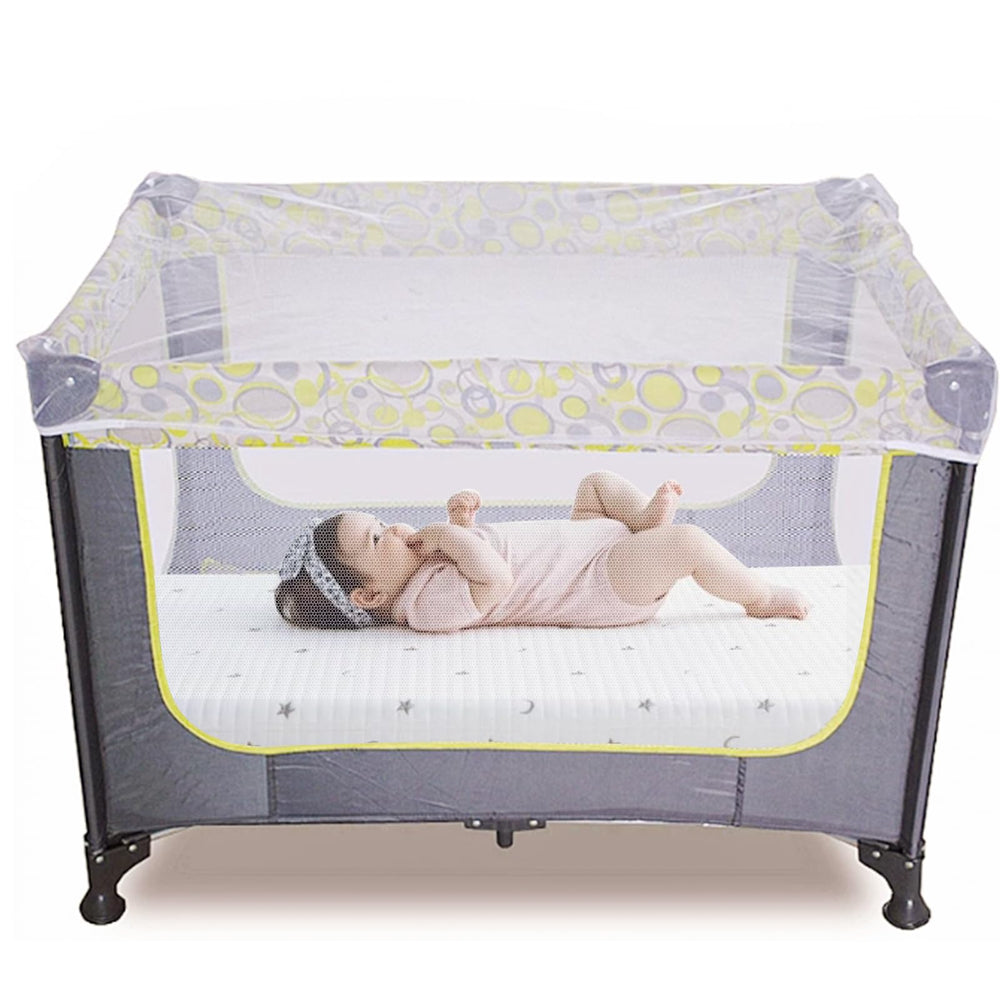 JQCOVEI stretch-coverage mosquito net demonstrates a snug fit for multiple strollers and cribs.