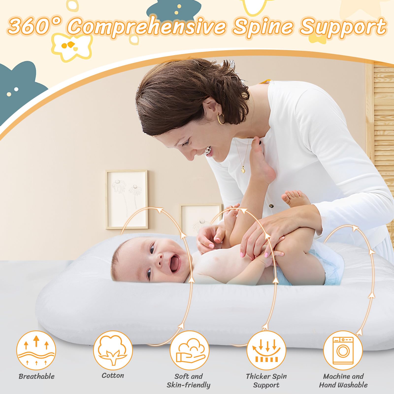 JQFORUIH baby lounger supports supervised play and early learning during awake moments