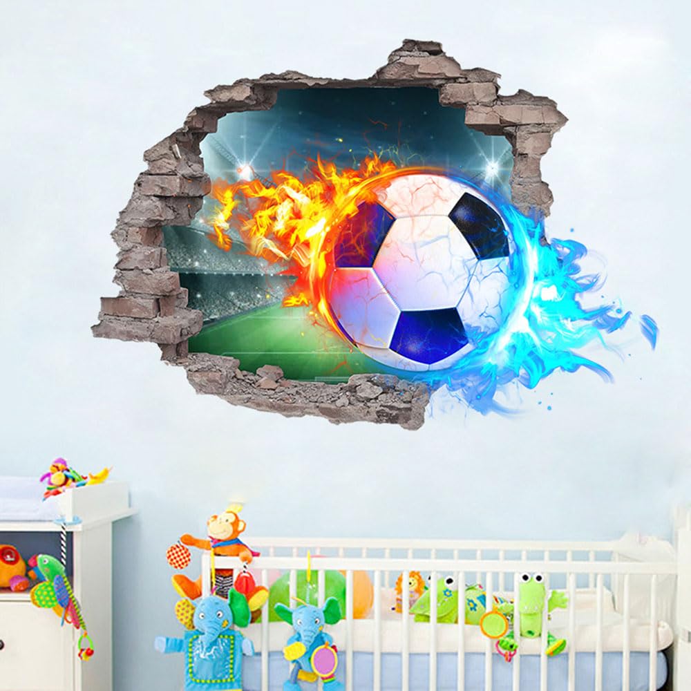 JQPYGB 3D soccer wall sticker ball adds dynamic energy to any room