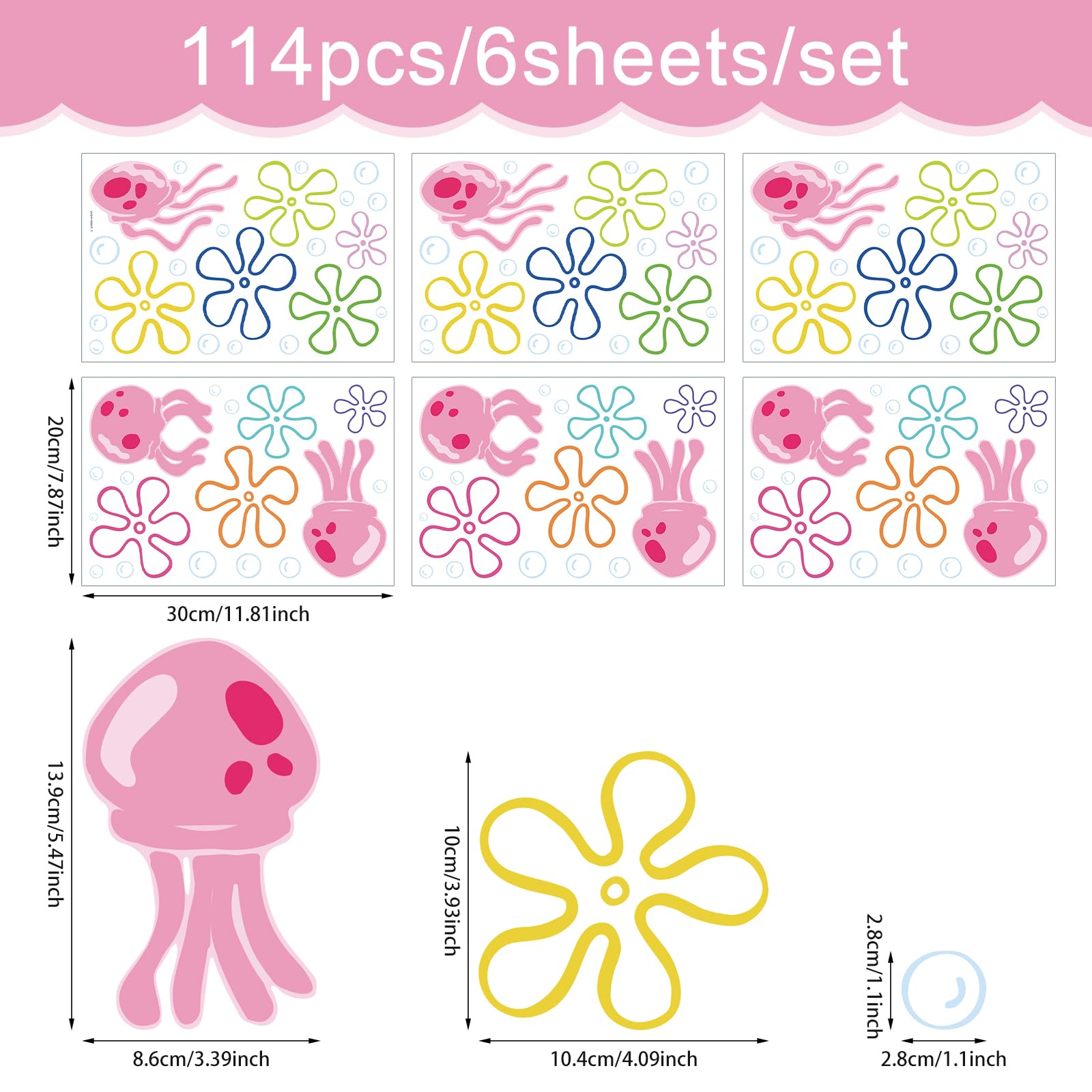 JQPYGB Jellyfish Bubbles Wall Decal colorful-palette—bright, engaging decor for learning corners