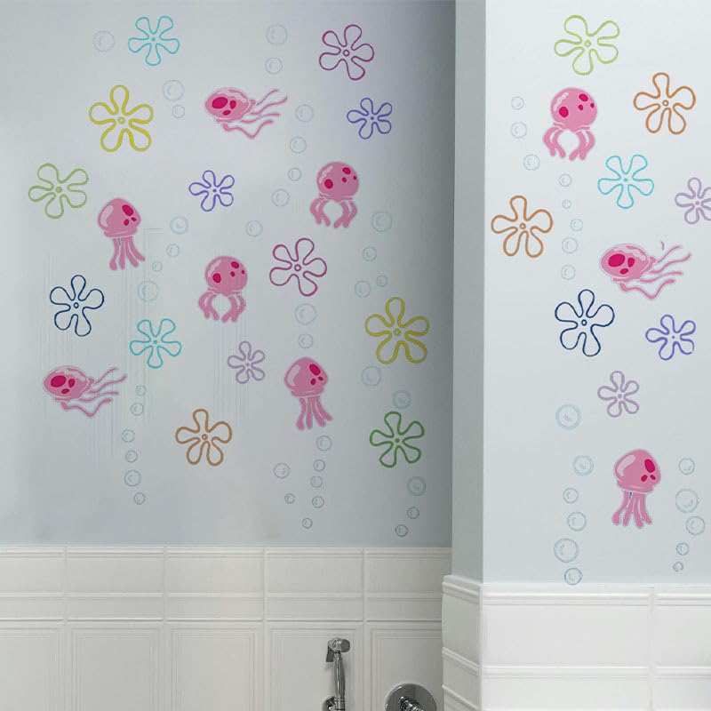JQPYGB Jellyfish Bubbles Wall Decal kid's-room—fun removable wall art for imagination
