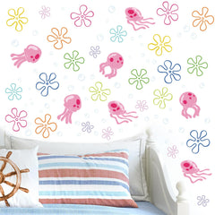 JQPYGB Jellyfish Bubbles Wall Decal ocean-scene—immersive backdrop for bathrooms or playrooms