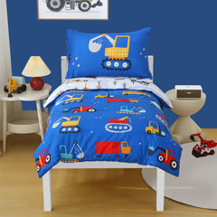 JQWUPUP blue cartoon car comforter delights toddlers during bedtime playtime.