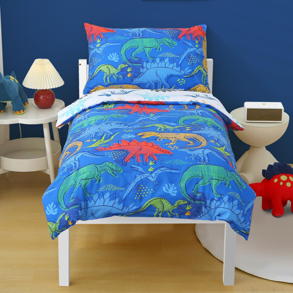 JQWUPUP dinosaurs comforter blue front enhances cozy bedtime adventures