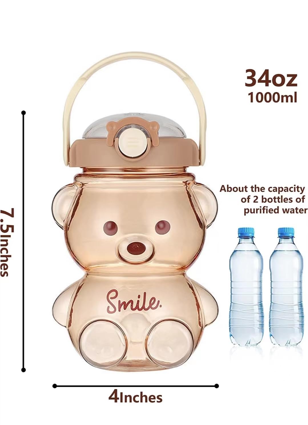 JRIQH Kawaii Bear Bottle pink fashion accessory for kids.