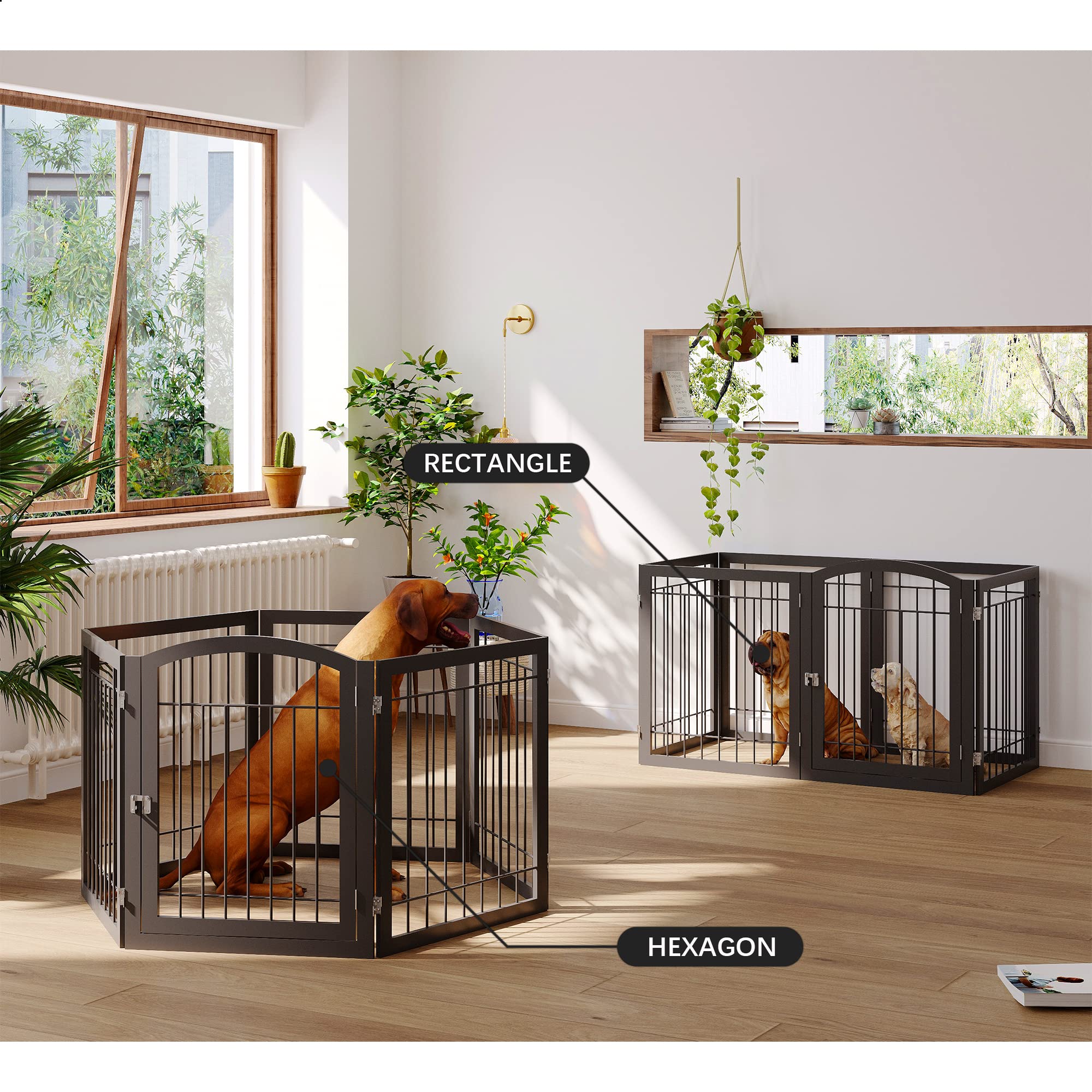 JSB dog gate 30-inch tall folding system enables quick setup and compact storage
