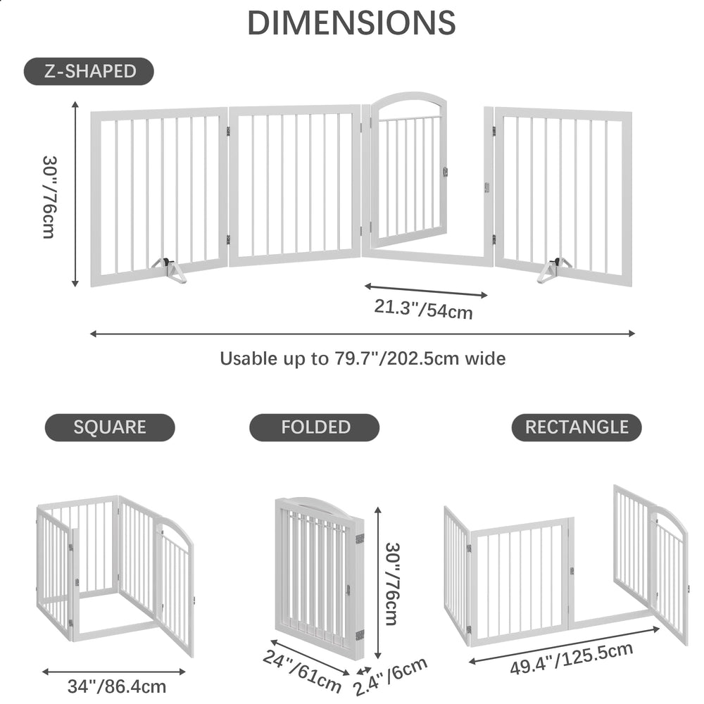 JSB dog gate 96in wide folding structure highlights easy storage.
