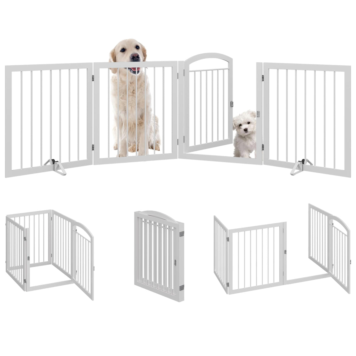JSB dog gate 96in wide front view showcases a hallway barrier for pets.