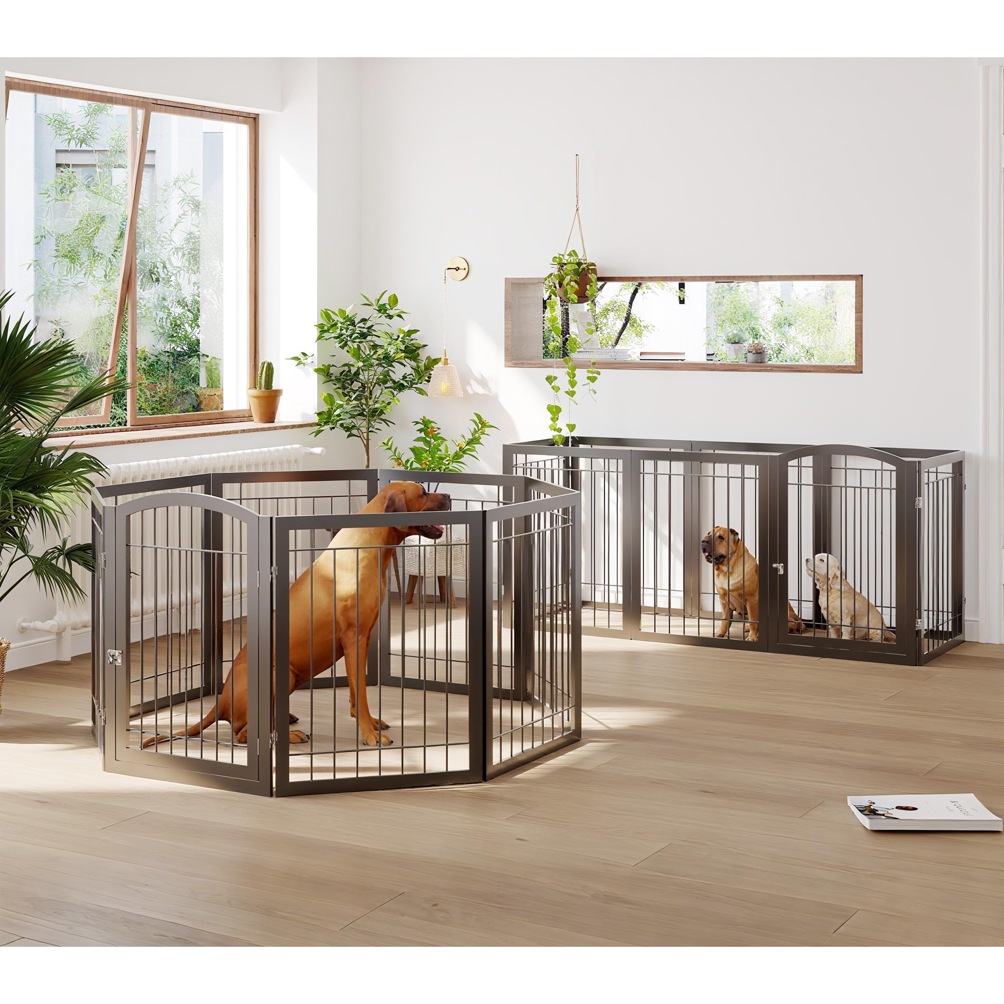 JSB dog gate with anti-scratch foot pads protects floors.