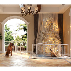JSB dog gate extended 144-inch width provides hallway safety and space