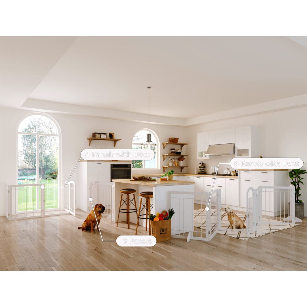 JSB dog gate freestanding room divider demonstrates flexible boundary use