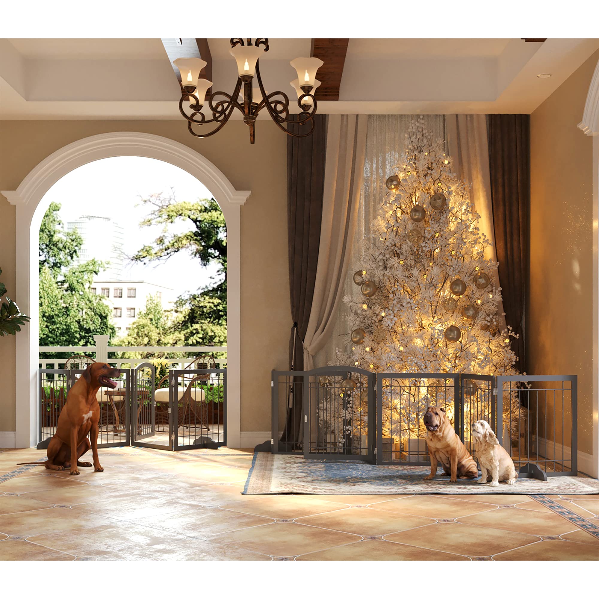 JSB dog gate freestanding design used as room divider or pet pen