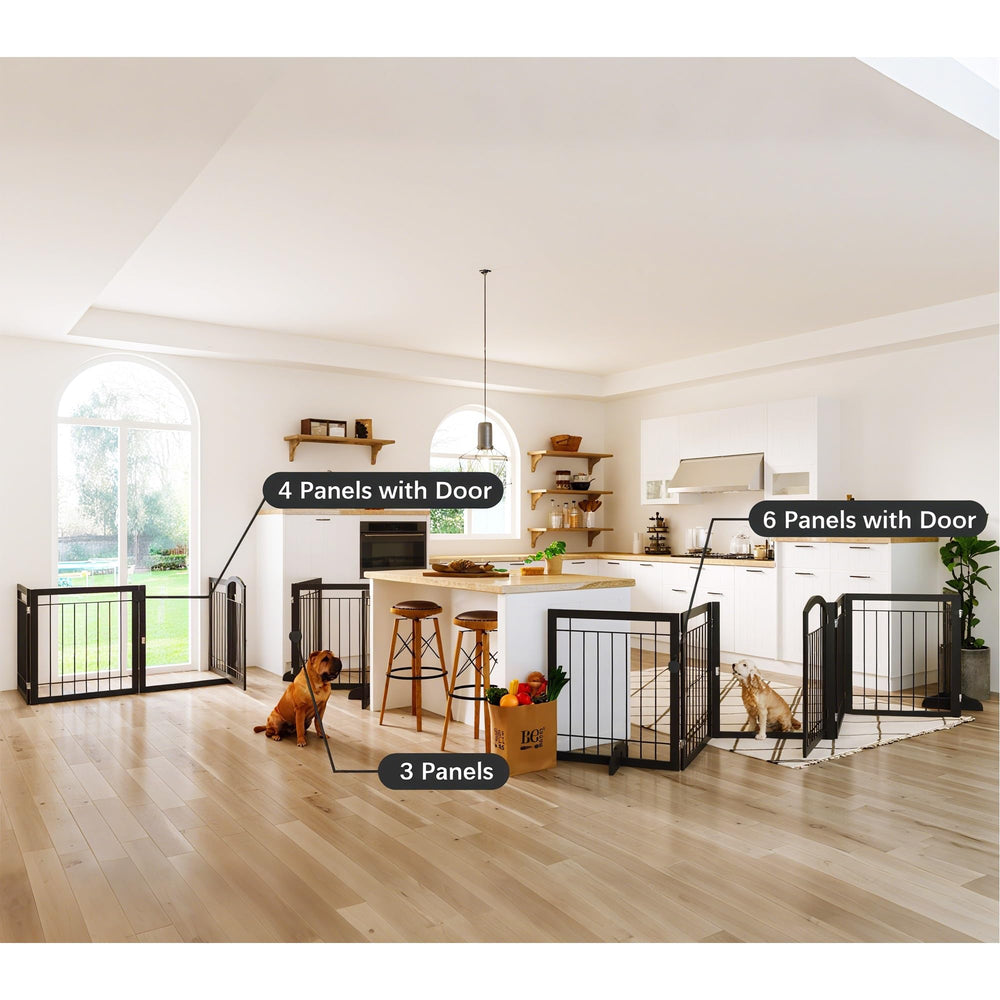 JSB gate at stair entry keeps pets contained during mornings.