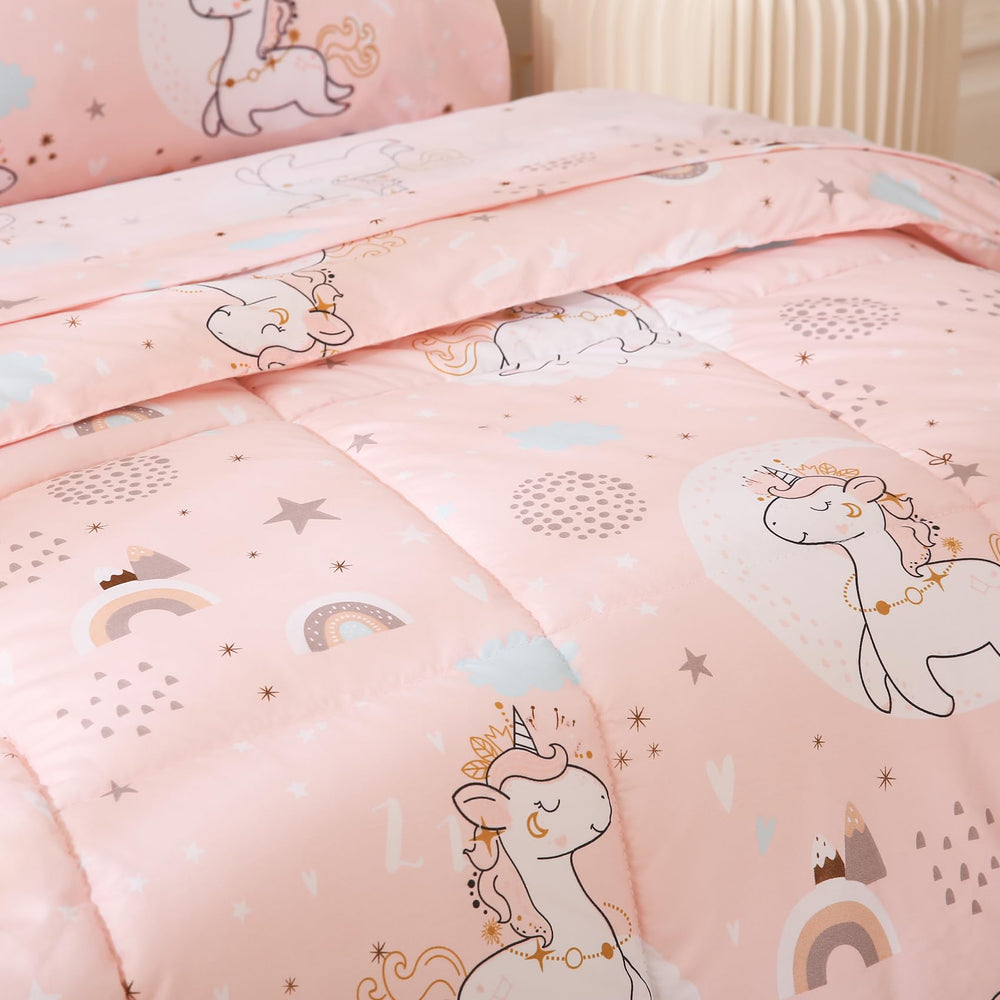 JSD Pink Unicorn 8inch-pocket-elastic keeps fitted sheet in place on toddler bed