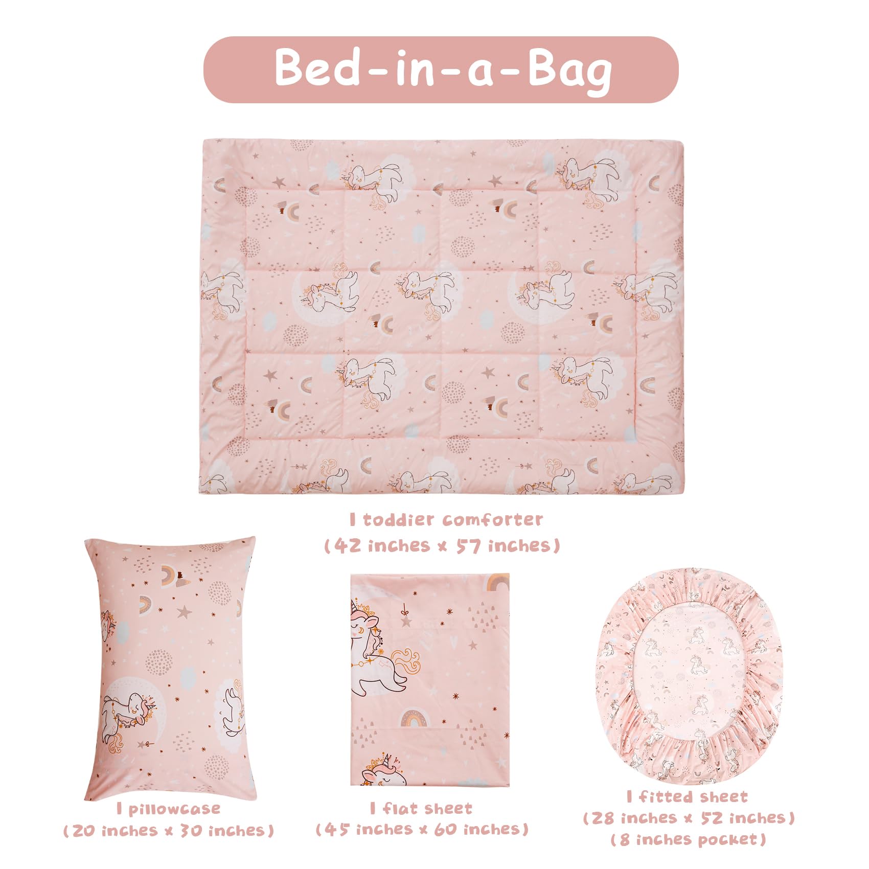 JSD Pink Unicorn pillowcase features envelope closure for easy pillow insertion