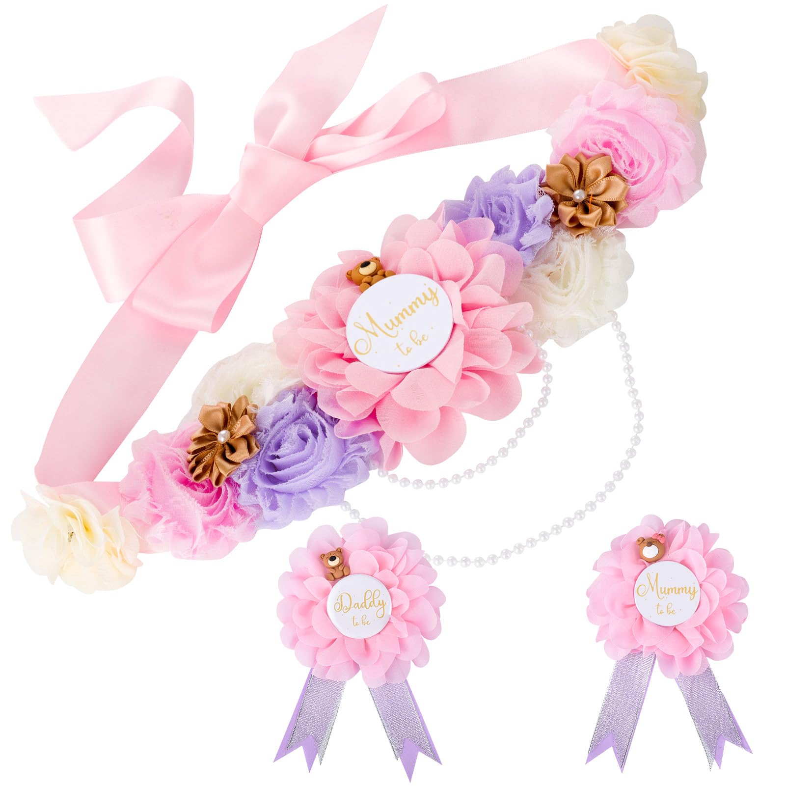 Jspupifip teddy bear maternity sash pink enhances maternity photos