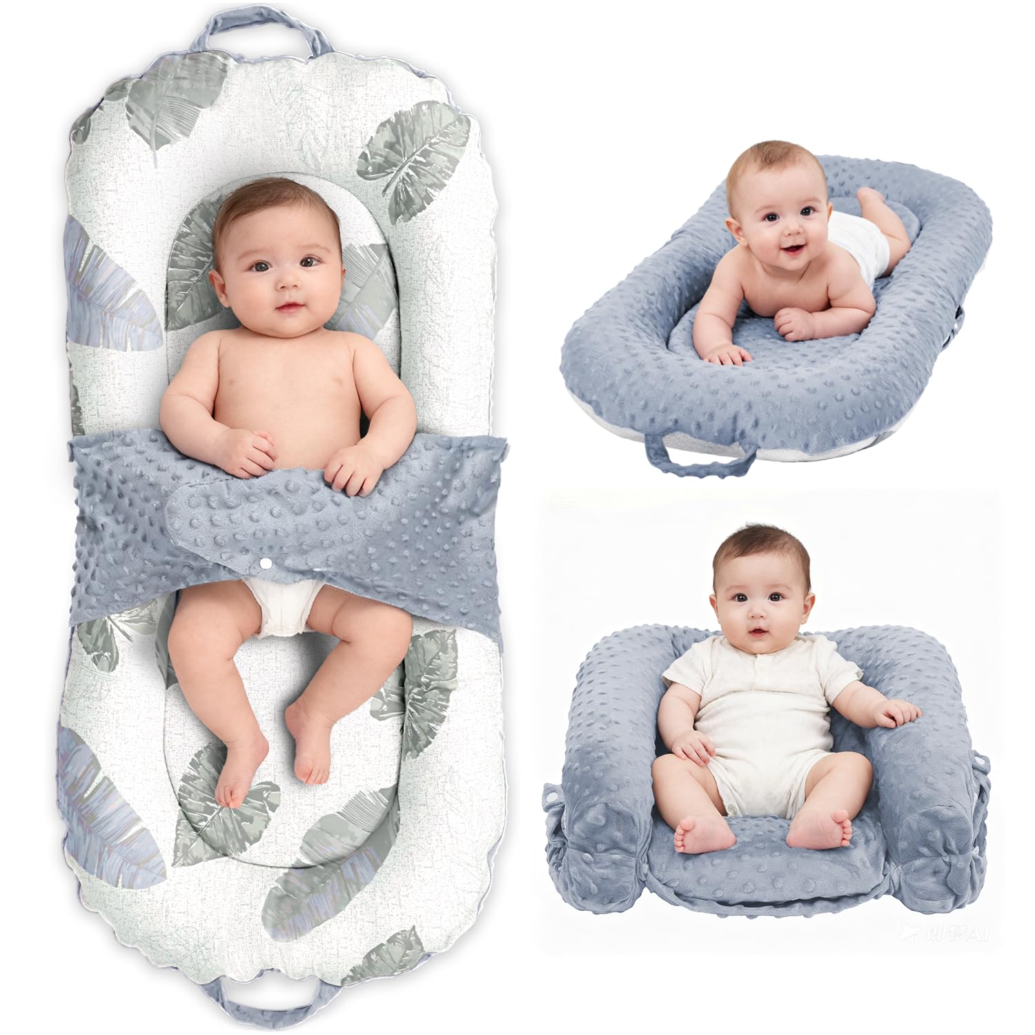 JSTPRO Baby Lounger foldable portable shows compact setup for easy room-to-room use.