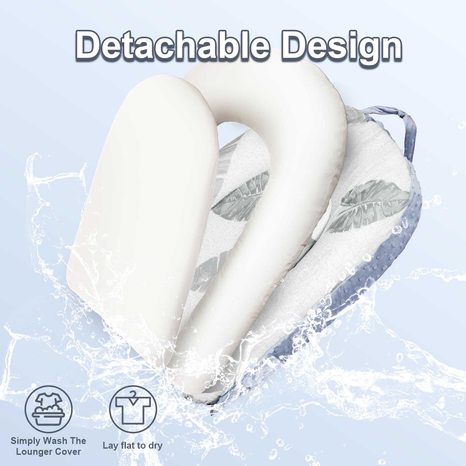 JSTPRO Baby Lounger removable cover simplifies cleanup after cuddles and play.