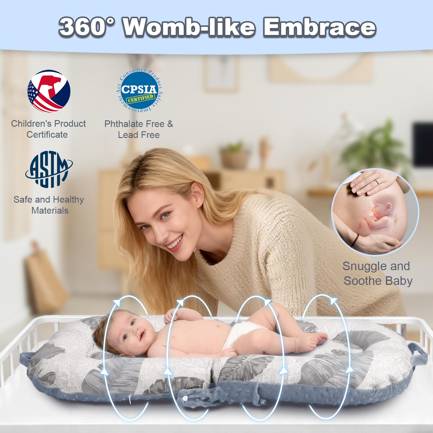 JSTPRO Baby Lounger safety certifications indicate trusted materials for supervised use.