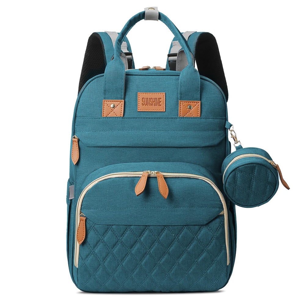 JSTPRO diaper bag backpack front pocket keeps quick-access items organized.