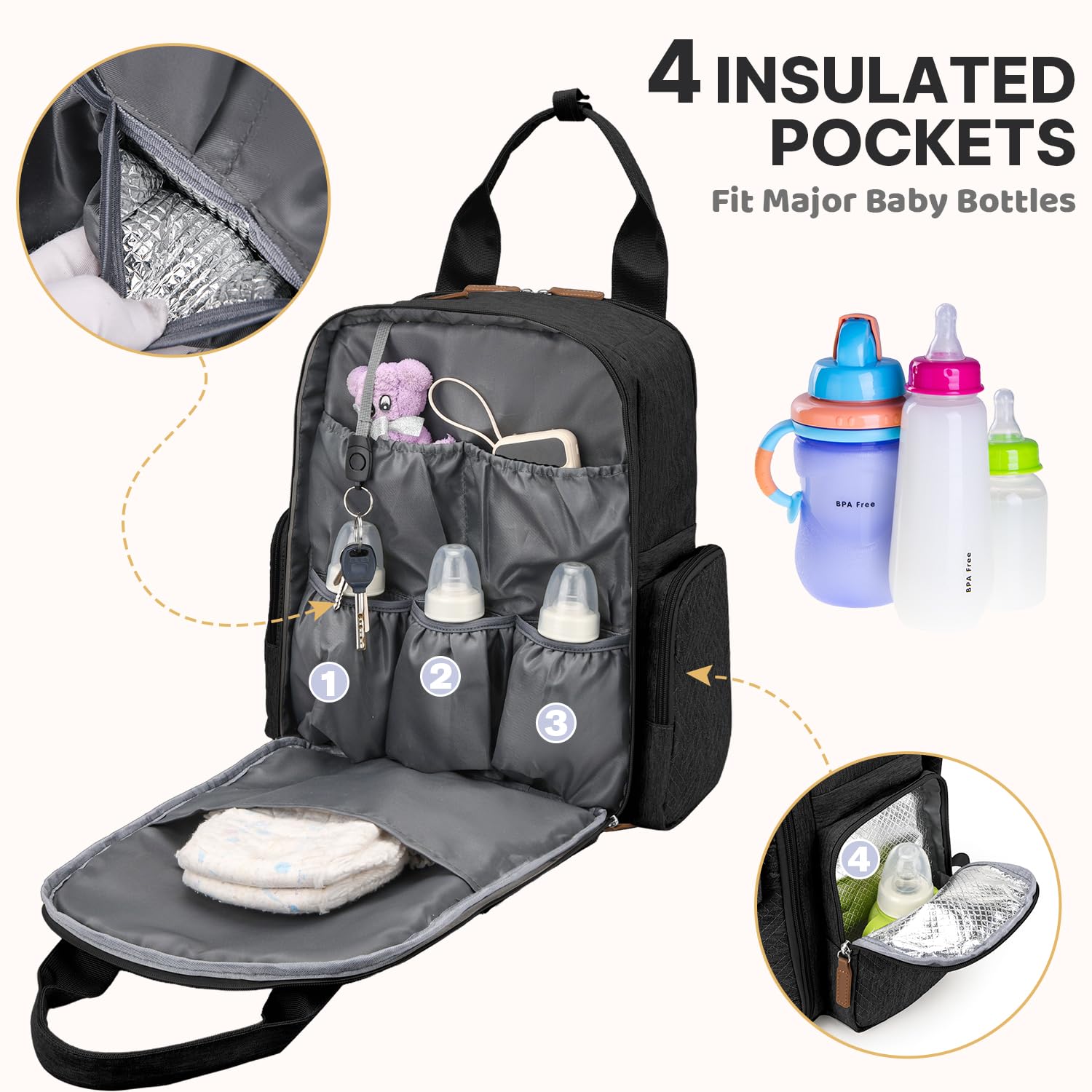 JSTPRO Diaper Bag Backpack luggage strap enables hands-free travel