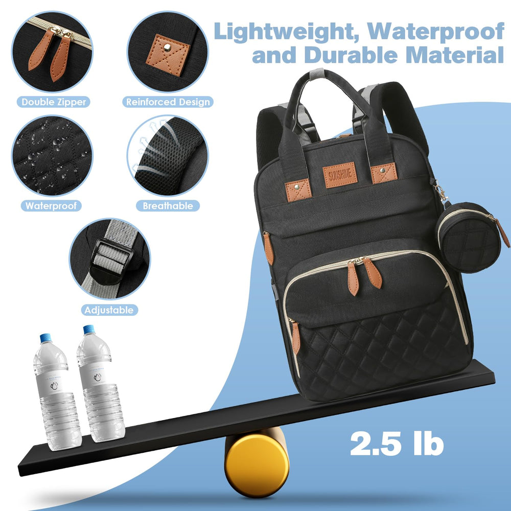 JSTPRO bag showing backpack, tote, and stroller attachment options