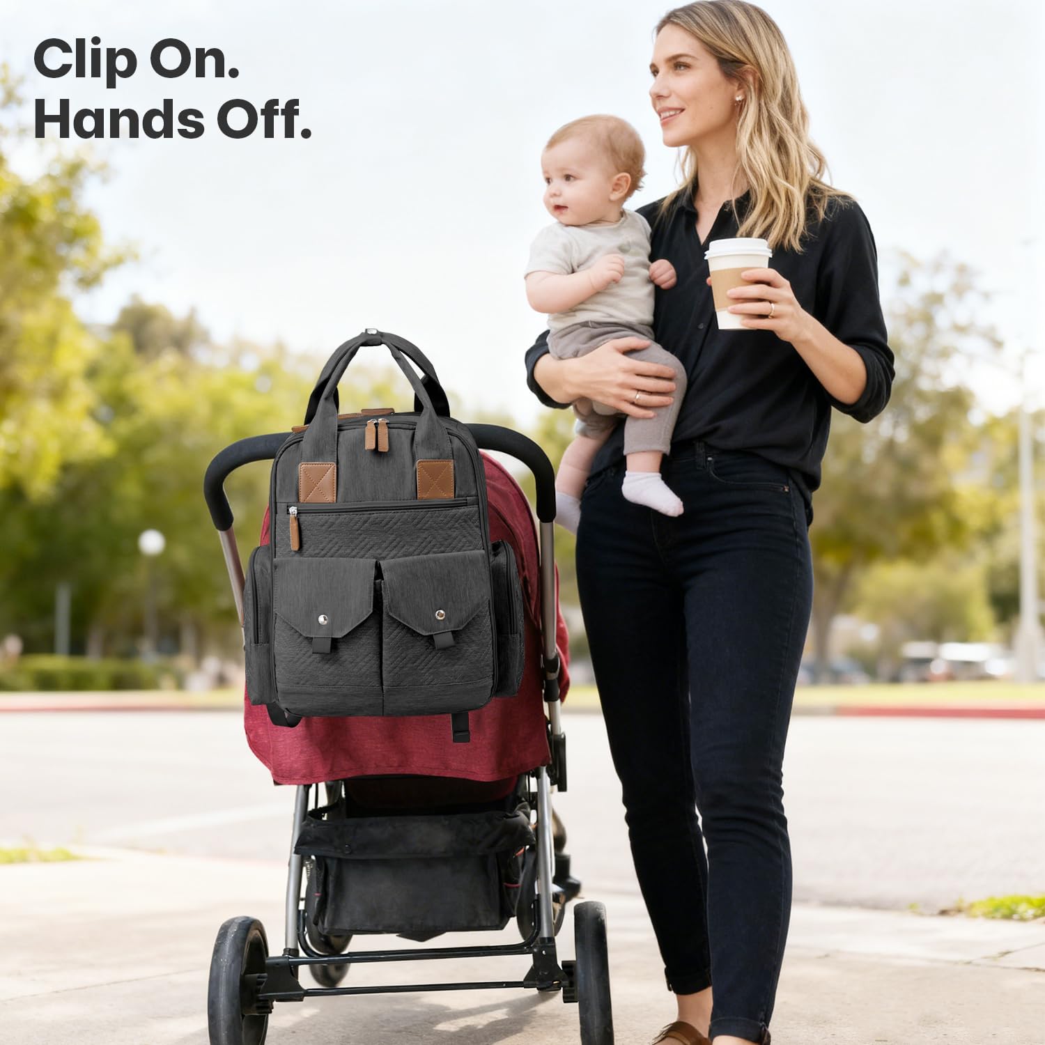 JSTPRO Diaper Bag Backpack Oxford fabric protects gear in rain and splashes