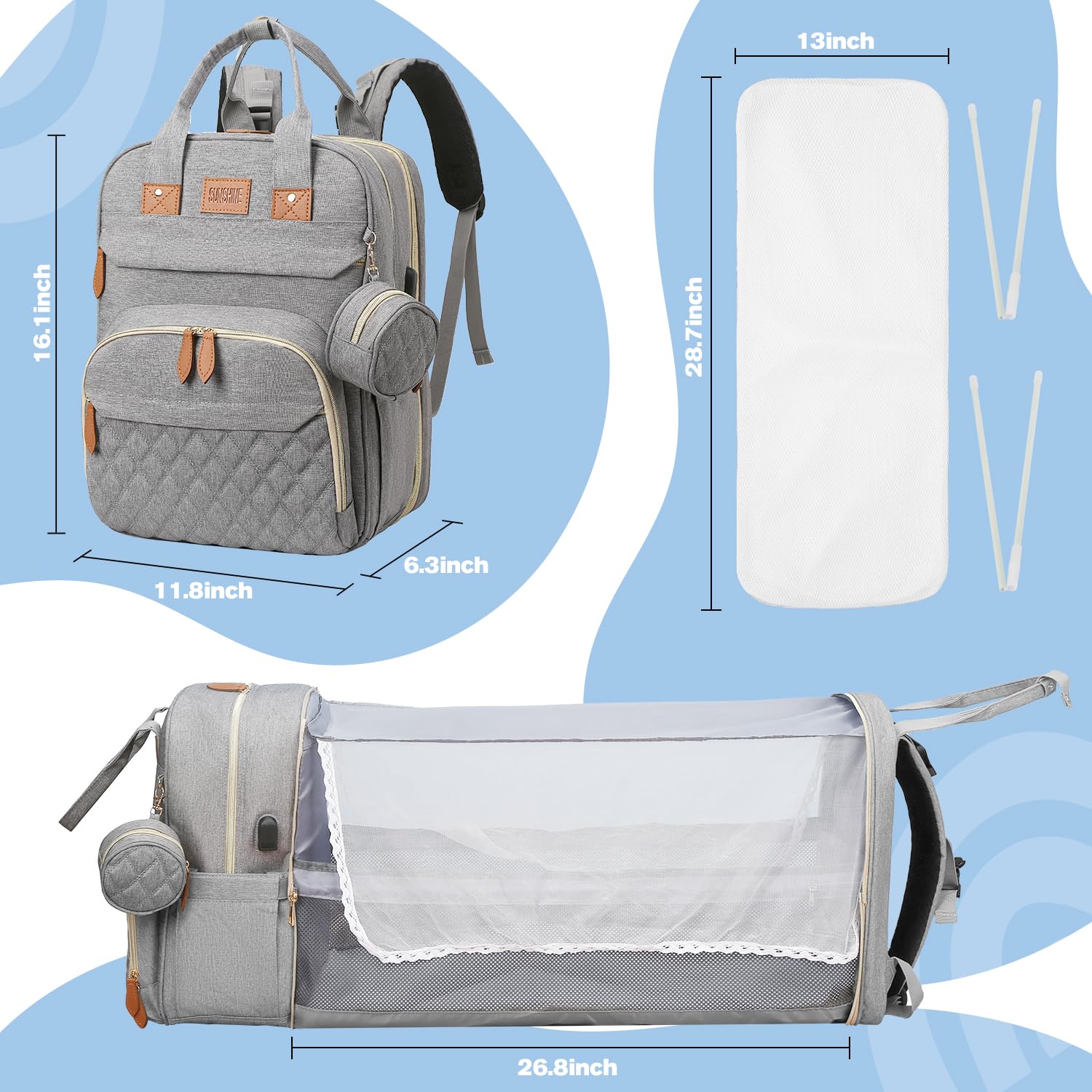 JSTPRO diaper bag colorways communicate a unisex design for new parents