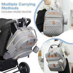 JSTPRO diaper bag backpack waterproof fabric image shows durable, wipe-clean exterior for daily use