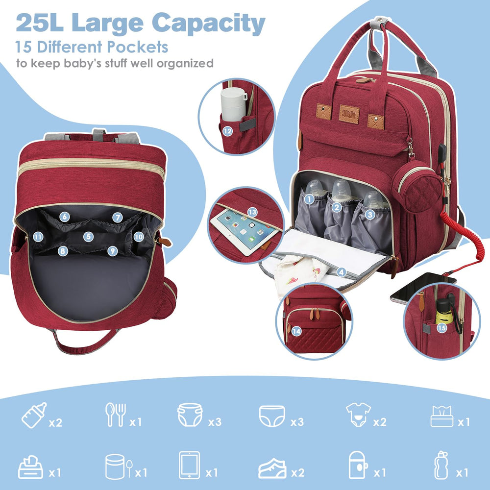 JSTPRO diaper bag changing station with padded surface for comfortable diaper changes.