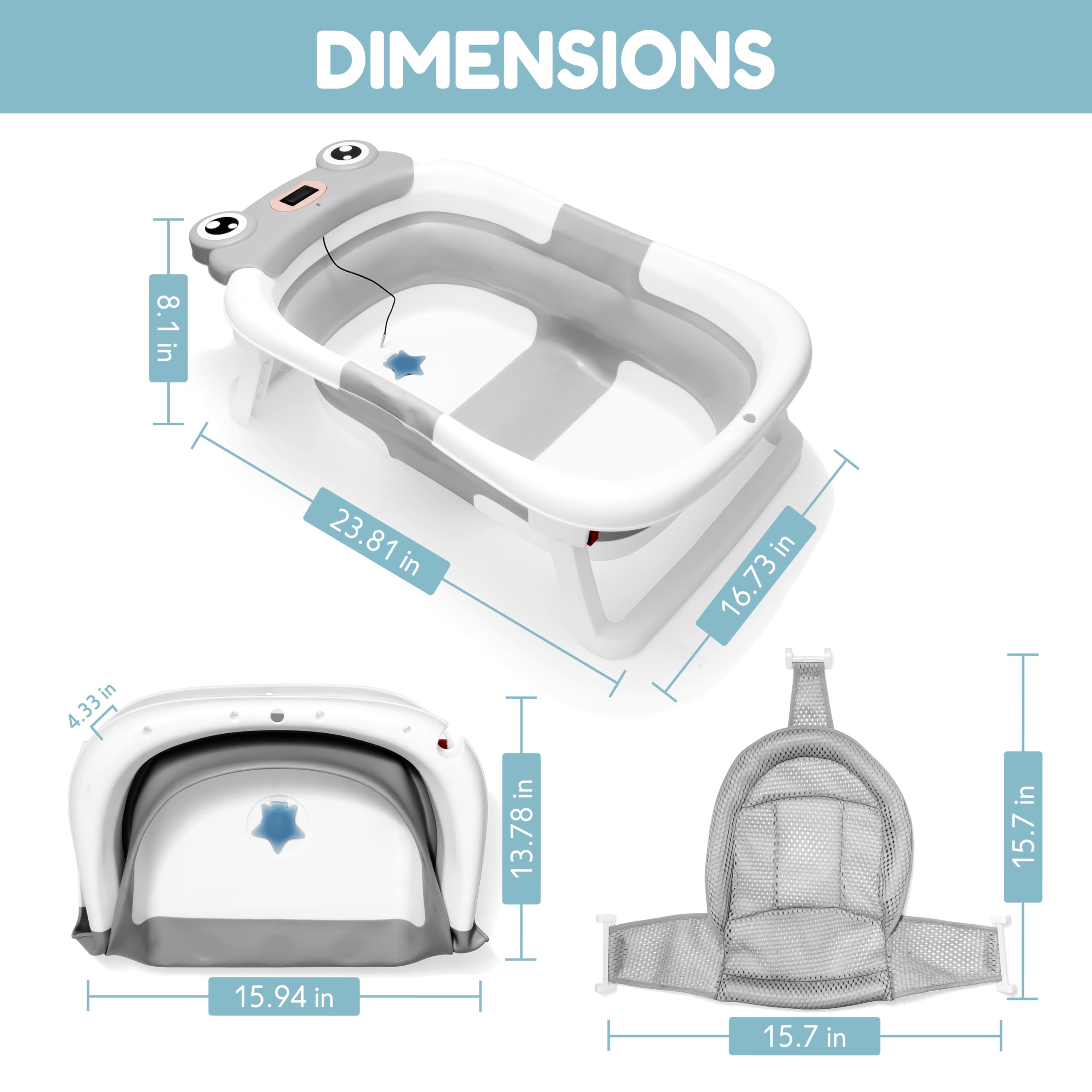 JTCosas Collapsible Baby Bathtub folded in travel bag for easy packing